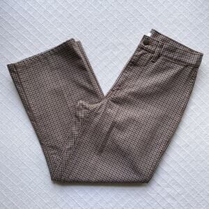 Uniqlo‎ U Checked Straight Pant High-Waist Cropped Brown Blue Plaid Womens 6